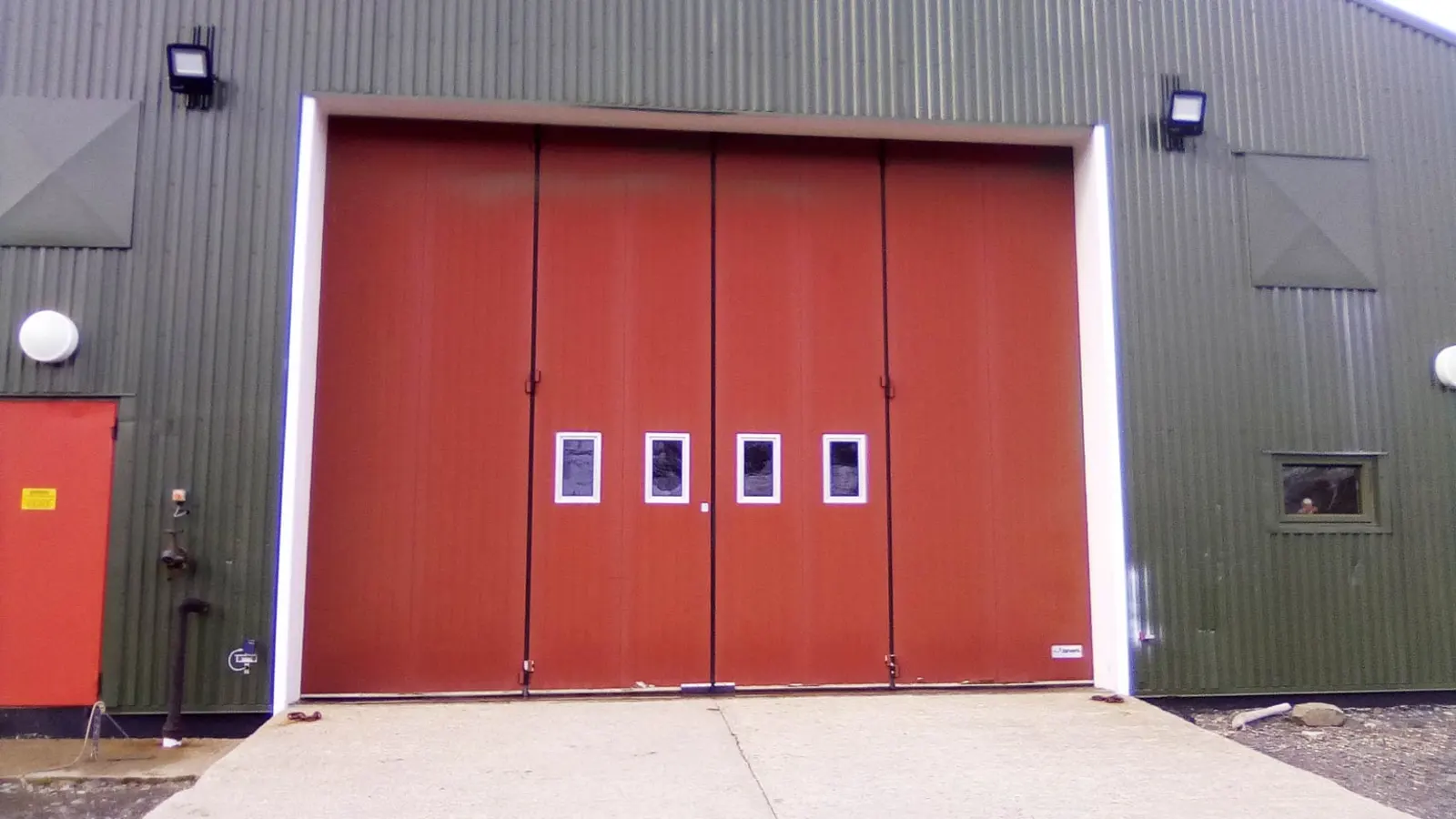 Q-Door FX Folding Industrial Door from Torverk, installed at the research station on South Georgia Island