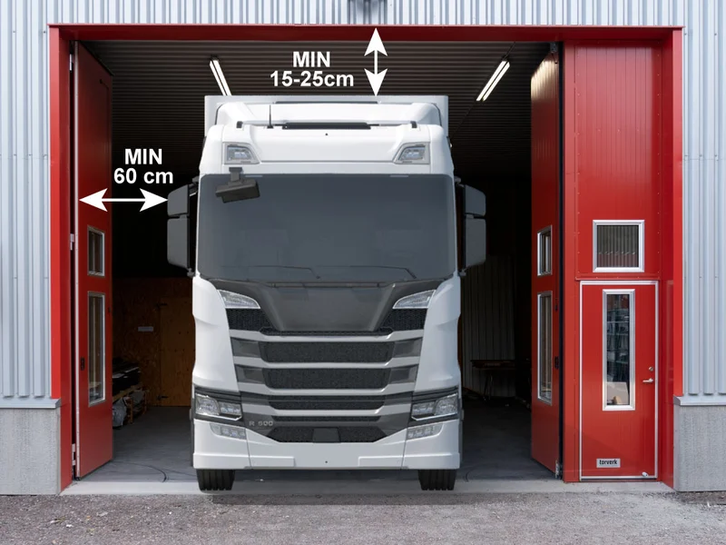 This is how big an industrial door should be in relation to the vehicles that pass